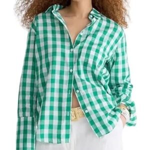 Green Checkered Button Down Shirt M